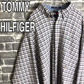 トミーヒルフィガー(TOMMY HILFIGER)のトミーヒルフィガー☆チェックシャツ 古着 90s ゆるだぼ旧タグ刺繍ロゴ w53(シャツ)