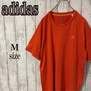 アディダス(adidas)のadidas アディダス 刺繍ロゴ コットン Tシャツ レッド Mサイズ 古着(Tシャツ/カットソー(半袖/袖なし))