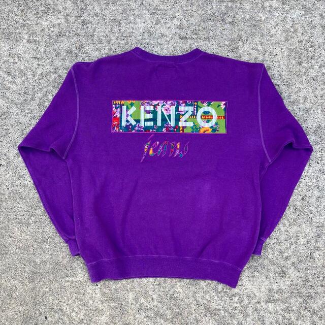 Kenzo 80s 90s スウェットトレーナー 北斎タグ フラワー　刺繍ロゴ