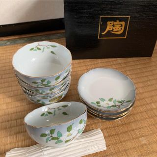 有田焼　波佐見焼　遊器浪漫　山茶花　皿小付揃　各5点×2種類　10点セット(食器)