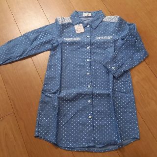 マザウェイズ(motherways)の新品未使用　マザウェイズ　120　ドット柄　ワンピース　シャツワンピ(ワンピース)