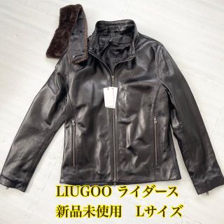 今期　   LIUGOO　(リューグー)   襟ボアハイネックシングルジャケット(ライダースジャケット)