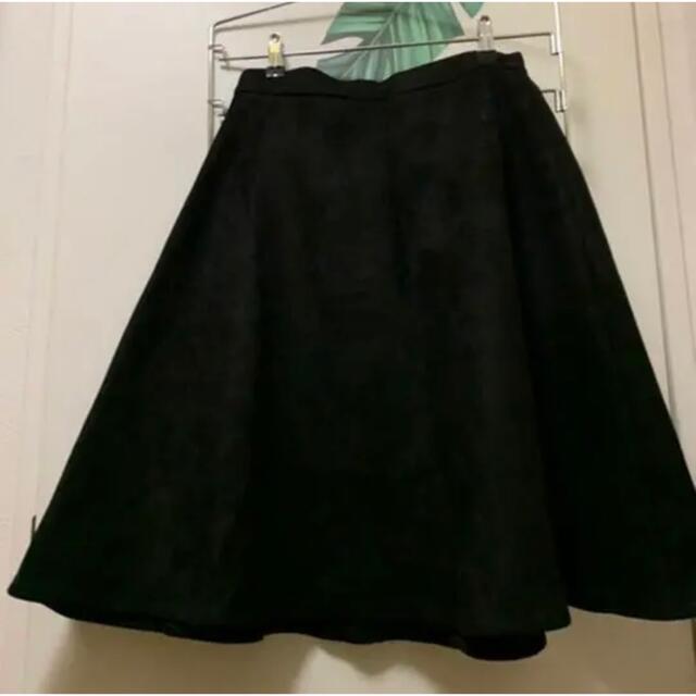 セール！試着のみストレッチフレアスカートsizeＬ〜X L相当★ブラック レディースのスカート(ひざ丈スカート)の商品写真