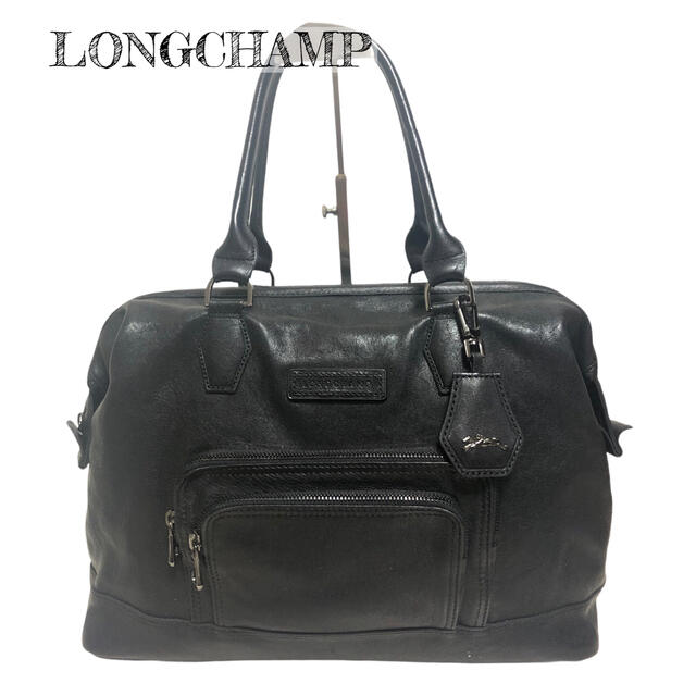 超美品★LONGCHAMP ロンシャン レザートートバッグ ドクターバッグ 黒
