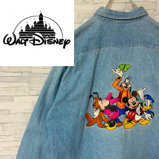 ディズニー(Disney)の【激レア】希少　最高の色落ち　ディズニー デニムシャツ　デカ刺繍ロゴ　M(シャツ)