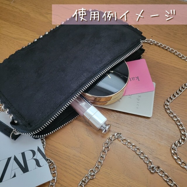 ZARA(ザラ)のZARA スタッズ付き ブラック クロスボディバッグ チェーンバッグ ウォレット レディースのバッグ(ショルダーバッグ)の商品写真