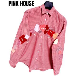 ピンクハウス(PINK HOUSE)の匿名発送　美品　ピンクハウス　ギンガムチェックパッチワークシャツ　サイズXL(シャツ/ブラウス(長袖/七分))