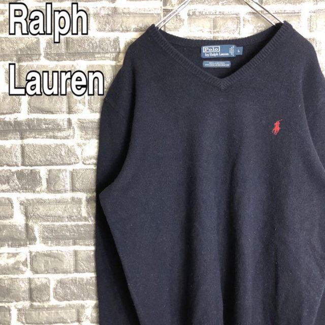 POLO RALPH LAUREN(ポロラルフローレン)のラルフローレン☆ニット ワンポイント刺繍ロゴ 90s 古着 ゆるだぼ u1 メンズのトップス(ニット/セーター)の商品写真