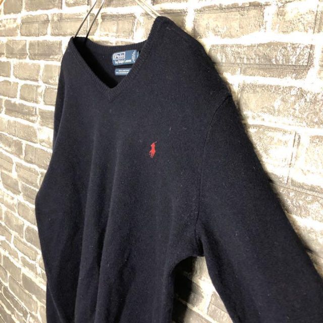 POLO RALPH LAUREN(ポロラルフローレン)のラルフローレン☆ニット ワンポイント刺繍ロゴ 90s 古着 ゆるだぼ u1 メンズのトップス(ニット/セーター)の商品写真