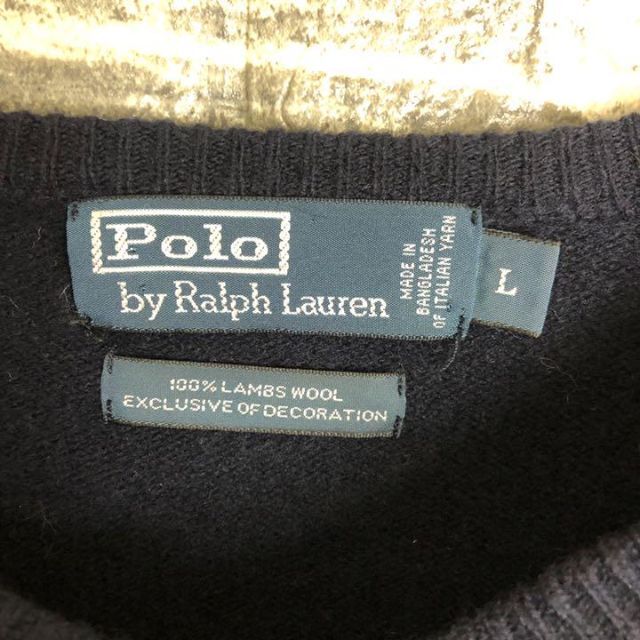 POLO RALPH LAUREN(ポロラルフローレン)のラルフローレン☆ニット ワンポイント刺繍ロゴ 90s 古着 ゆるだぼ u1 メンズのトップス(ニット/セーター)の商品写真