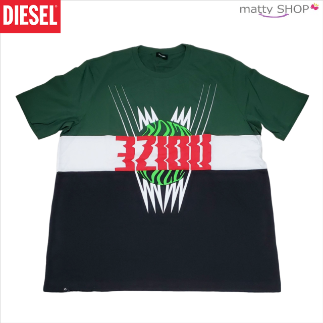 12 DIESEL 半袖Tシャツ GREEN WHITE BLACK L 新品