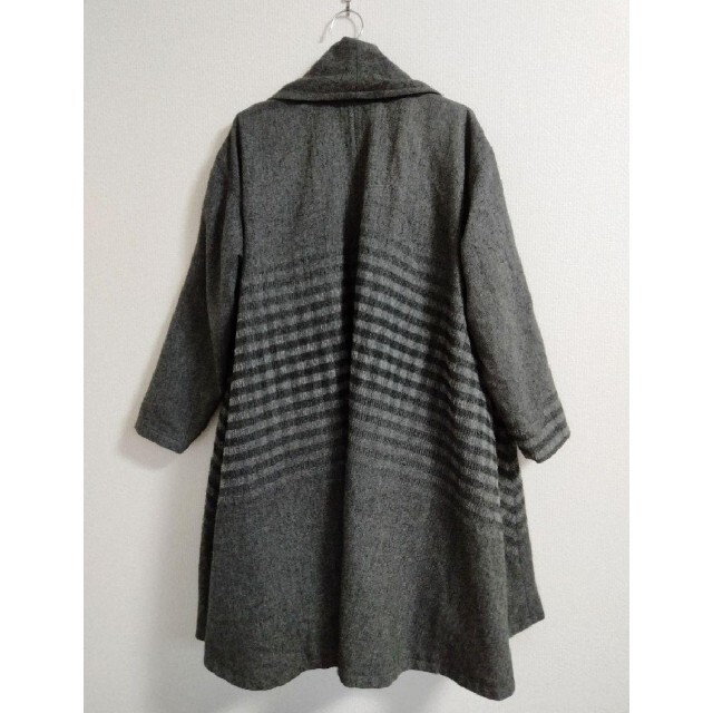 LIMI Feu コットン ロングコート シャドーストライプ M相当 紺 美品