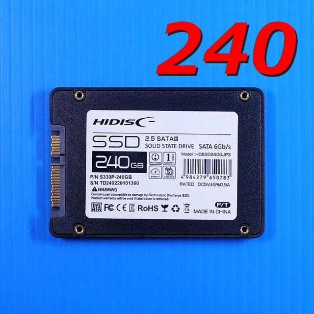 【SSD 240GB】 HIDISC HDSSD240GJP3 バルク