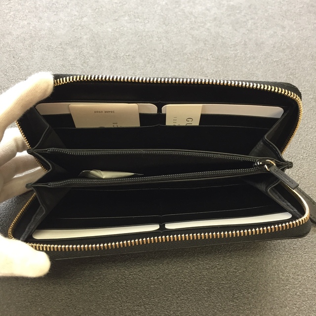 新品】GUCCI マイクログッチシマ レザー ラウンドジップ 長財布
