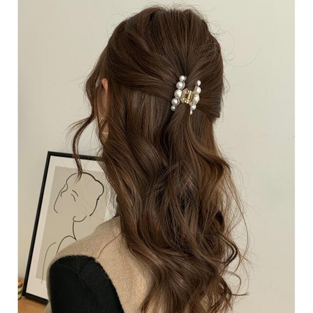 【新品未使用】韓国　パール　ヘアクリップ　バレッタ ♡♡4.5cm♡♡#32 レディースのヘアアクセサリー(バレッタ/ヘアクリップ)の商品写真