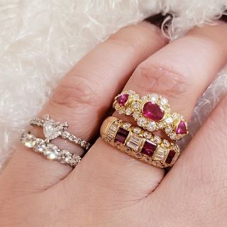 に値下げ! ♥️ K18 ダイヤ 1.00ct ルビー 0.55ct バケット リング