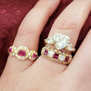 に値下げ! ♥️ K18 ダイヤ 1.00ct ルビー 0.55ct バケット リング