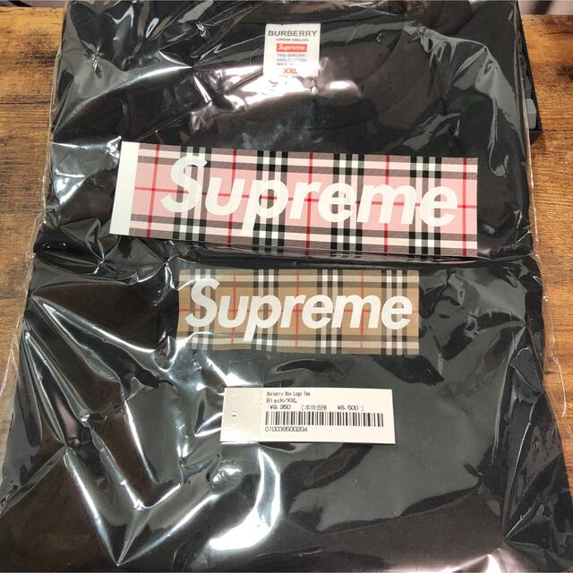 現品限り一斉値下げ！ Tee Logo Box Burberry Supreme - Supreme  XXL Black Tシャツ/カットソー(半袖/袖なし)