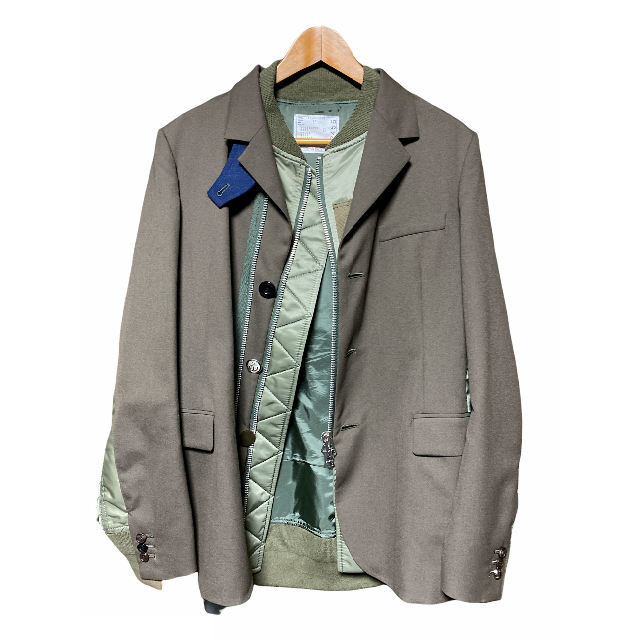 sacai(サカイ)のsacai 21ss Suiting x MA-1 ドッキング ジャケット 2 メンズのジャケット/アウター(テーラードジャケット)の商品写真