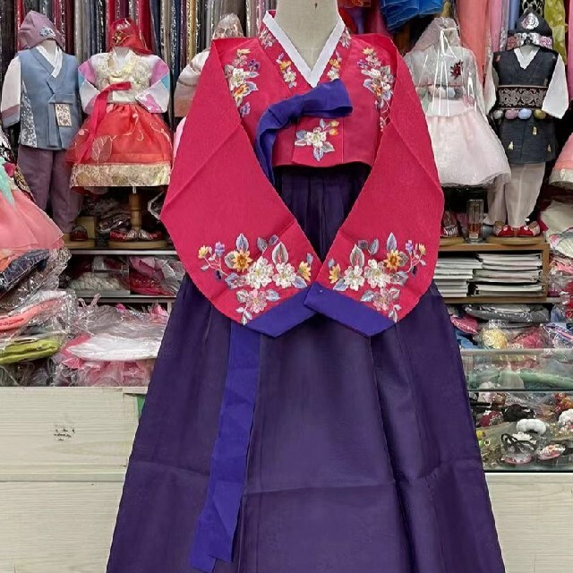 専用新作チマチョゴリ専門店高級チマチョゴリピンク紫 レディースのフォーマル/ドレス(その他)の商品写真