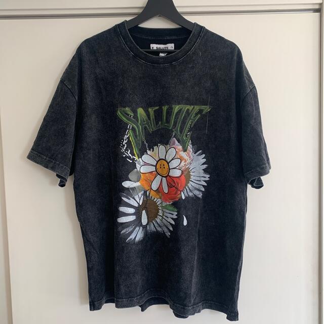 salute washed flower vintage tee /blk/M