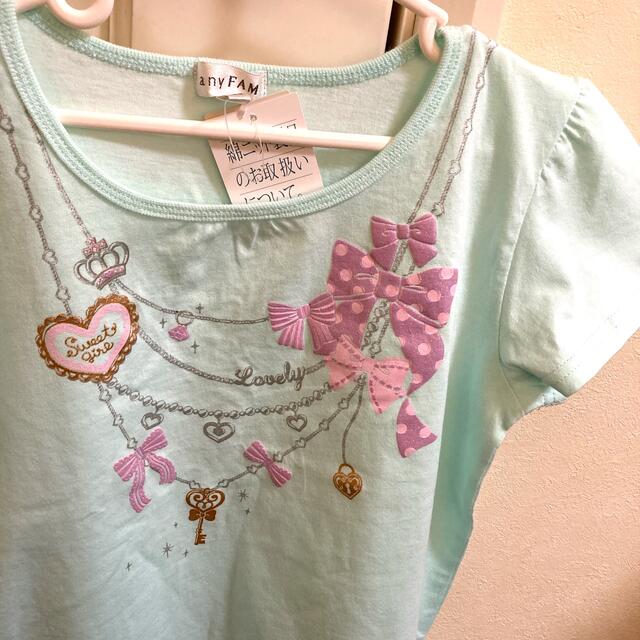 anyFAM(エニィファム)のany FAM 女の子150cm 綿ニット半袖　　　Tシャツ　エメラルドグリーン キッズ/ベビー/マタニティのキッズ服女の子用(90cm~)(Tシャツ/カットソー)の商品写真