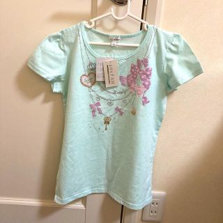 エニィファム(anyFAM)のany FAM 女の子150cm 綿ニット半袖　　　Tシャツ　エメラルドグリーン(Tシャツ/カットソー)