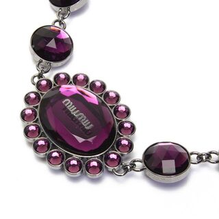 ミュウミュウ(miumiu)のミュウミュウ ビジュー ネックレス ロゴ 紫 パープル MIUMIU(ネックレス)