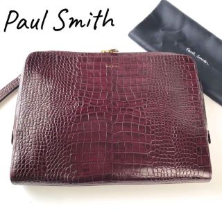 ポールスミス(Paul Smith)のポールスミス　アーティストストライプ　紫　金具　ハンドバッグ　クラッチ　セカンド(セカンドバッグ/クラッチバッグ)