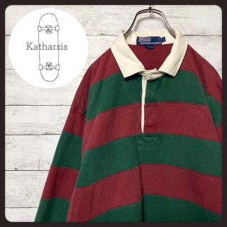 ポロラルフローレン(POLO RALPH LAUREN)の【希少デザイン】90sポロラルフローレン　ボーダー　ナンバリング　ラガーシャツ(Tシャツ/カットソー(七分/長袖))