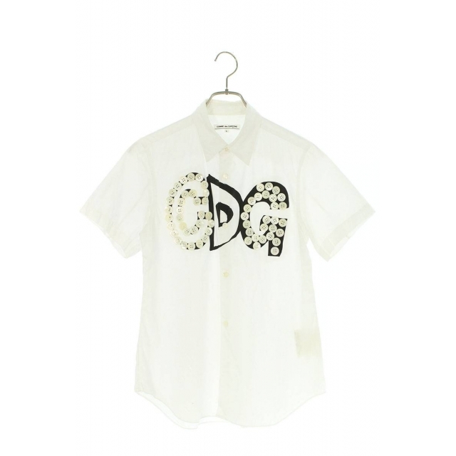 コムデギャルソン OO-B003 AD2015 ボタン装飾ロゴ半袖シャツ L
