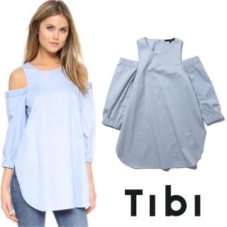 TIBI/ティビ　変形袖のネイビートップス