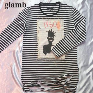 グラム(glamb)の【完売品】glamb ✖️ バスキア 変形ボーダー カットソー(Tシャツ/カットソー(七分/長袖))