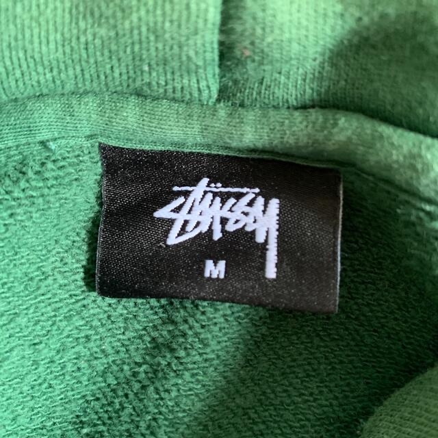 STUSSY ステューシー  パーカー  グリーン 緑 M センターロゴ 刺繍