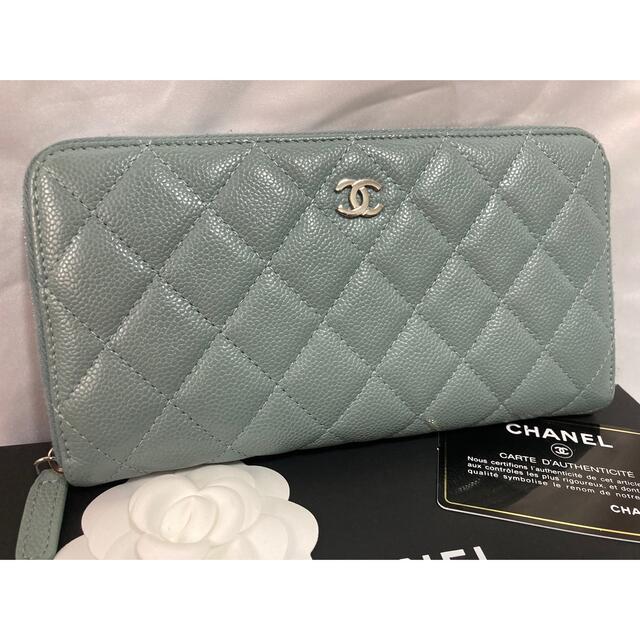 新型 CHANEL マトラッセ キャビアスキン ラウンドファスナー長財布