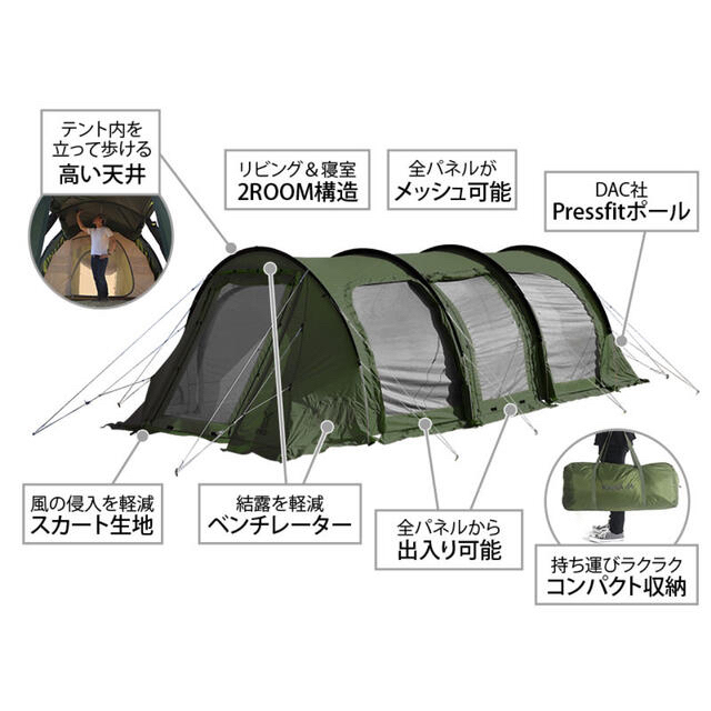 新品未使用】カマボコテント3M(カーキ) T5-689-KH | www.ecotours-of