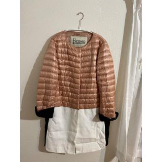 HERNO - 新品 ノーカラーピンクダウンコートの通販 by たろう's shop
