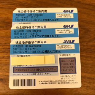 エーエヌエー(ゼンニッポンクウユ)(ANA(全日本空輸))のANA株主優待券3枚(その他)