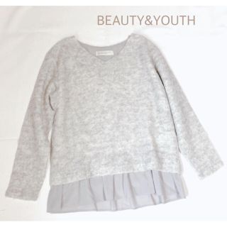 ビューティアンドユースユナイテッドアローズ(BEAUTY&YOUTH UNITED ARROWS)のBEAUTY&YOUTH 薄手ニット Vネック ライトグレー 美品(ニット/セーター)