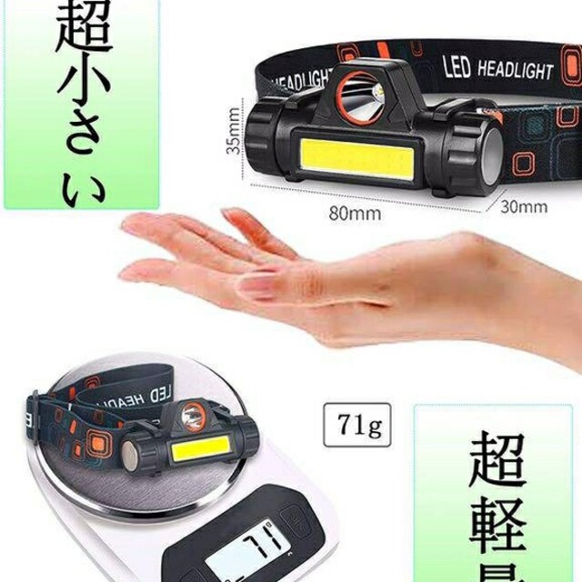 IOPE 役立つ！LEDヘッドライト USB充電式 90°回転 キャンプ 夜釣り 登山の通販 by のりこSHOP's shop｜アイオペならラクマ