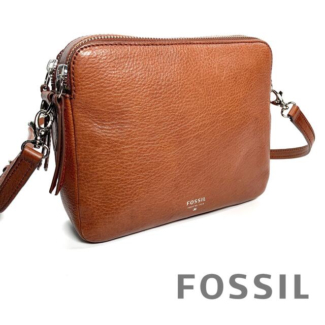 Fossil フォッシル ダブルファスナー 本革 ショルダーバッグ   フリマアプリ ラクマ