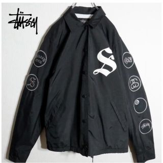 ステューシー(STUSSY)のステューシー　ナイロン　コーチジャケット裏地付き　黒　ブラック(ナイロンジャケット)