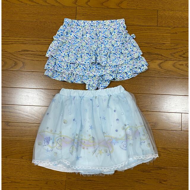 西松屋(ニシマツヤ)のチュールスカート　キュロット　130cm 2枚セット キッズ/ベビー/マタニティのキッズ服女の子用(90cm~)(スカート)の商品写真