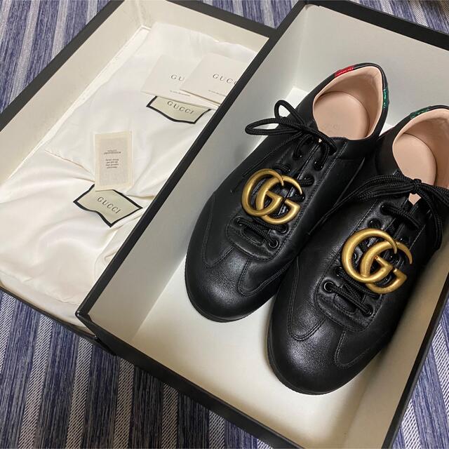 Gucci - gucci レザースニーカー ggマーモント バックル ロゴの通販 by