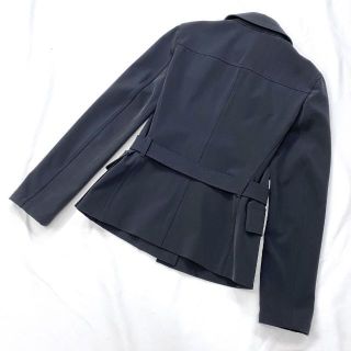 プラダ PRADA スプリングコート ミドル丈 ジャケット ネイビー 濃紺 38-