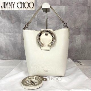 ジミーチュウ(JIMMY CHOO)の美品 JIMMY CHOO MADELINE クリスタル 2wayバケットバッグ(ショルダーバッグ)