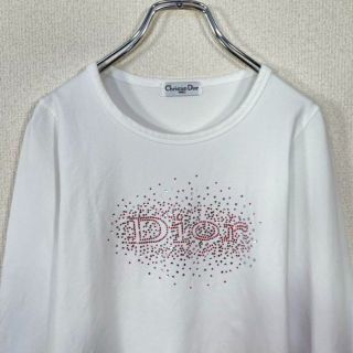 クリスチャンディオール(Christian Dior)の【美品】クリスチャン ディオール　長袖カットソー　ラインストーン　ロゴ　ロンT(Tシャツ(長袖/七分))