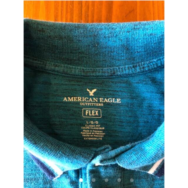 American Eagle(アメリカンイーグル)のほぼ新品　アメリカンイーグル　綺麗なブルー　かっこいいポロ　L メンズのトップス(ポロシャツ)の商品写真