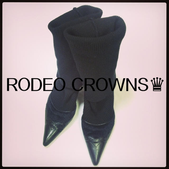 RODEO CROWNS(ロデオクラウンズ)のロデオクラウンズ♛激レア黒ニットブーツ レディースの靴/シューズ(ブーツ)の商品写真