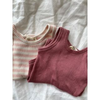 キャラメルベビー&チャイルド(Caramel baby&child )のminimalisma ベビーロンパース　リブ　美品　1-6m(ロンパース)